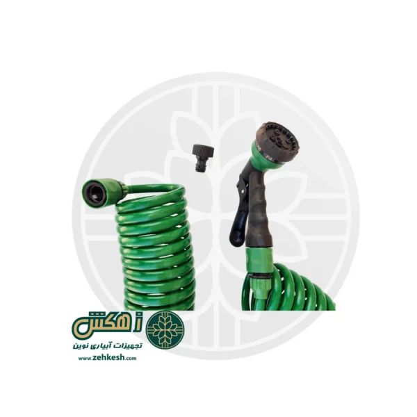 آبپاش تفنگی و شلنگ آب فنری اتصال به شیر آب